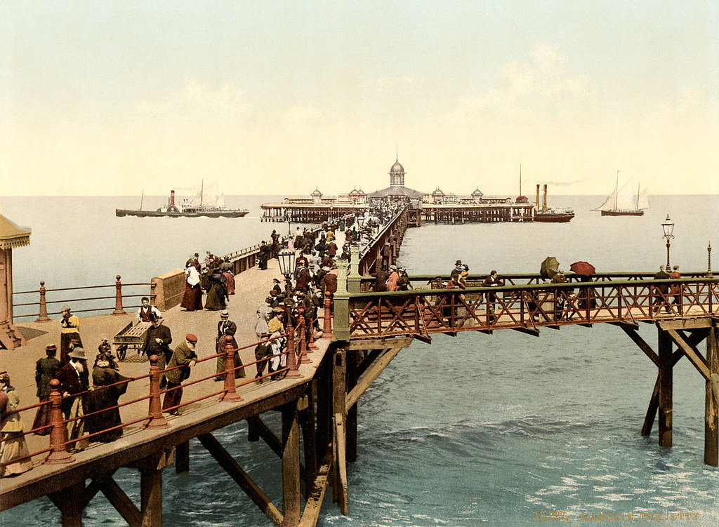 Print of Victorian pier in Margate in the English county of Kent, 1897
