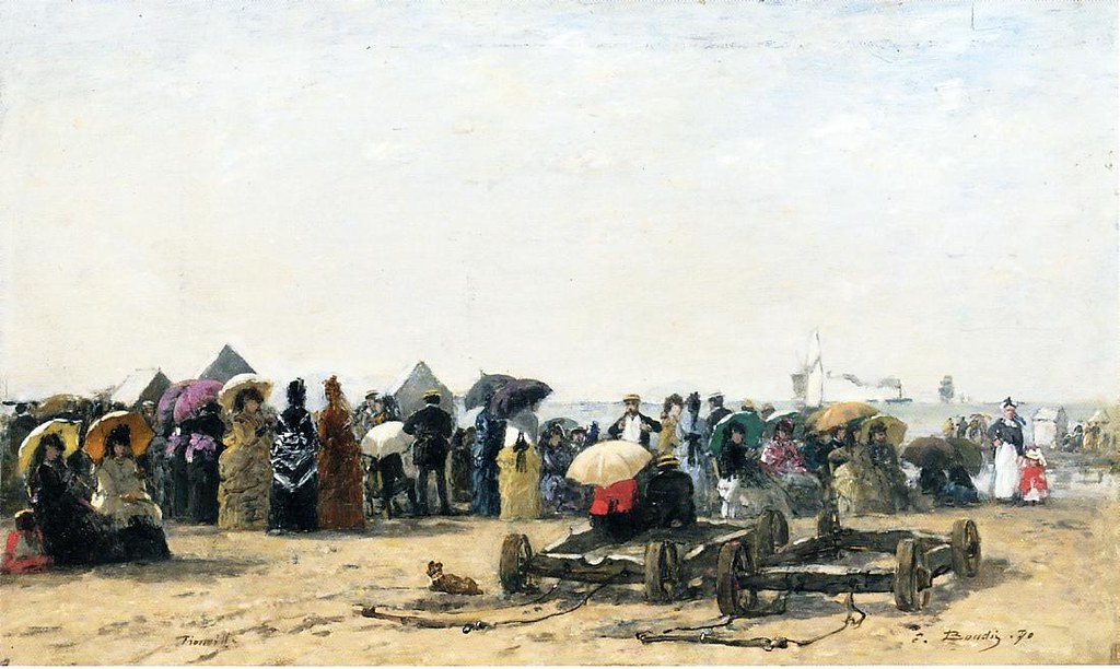 Beach Scene at Trouville by Eugène-Louis Boudin - 1870