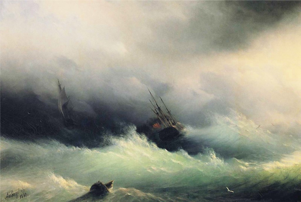 Ships in a Storm by Ivan Constantinovich Aivazovsky - 1860