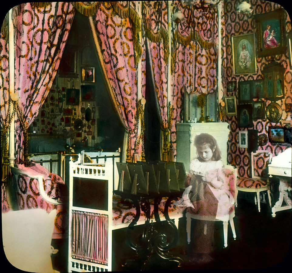 The ghost of Anastasia knitting in her mother's bedroom.