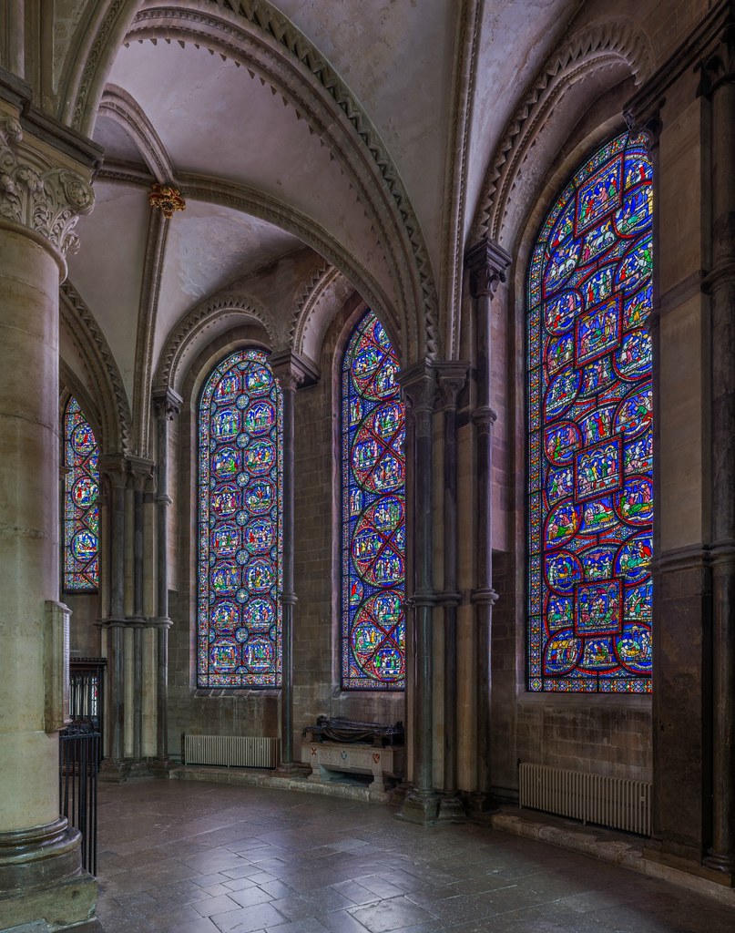 Canterbury Cathedral - The stained glass of the southern side of Trinity Chapel. Credit: David Iliff