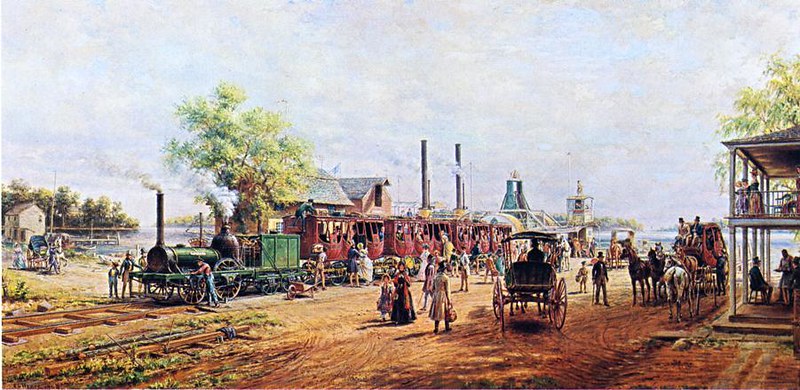 The Camden and Amboy Railroad with the Engine 'Planet' in 1834 by Edward Lamson Henry - 1904