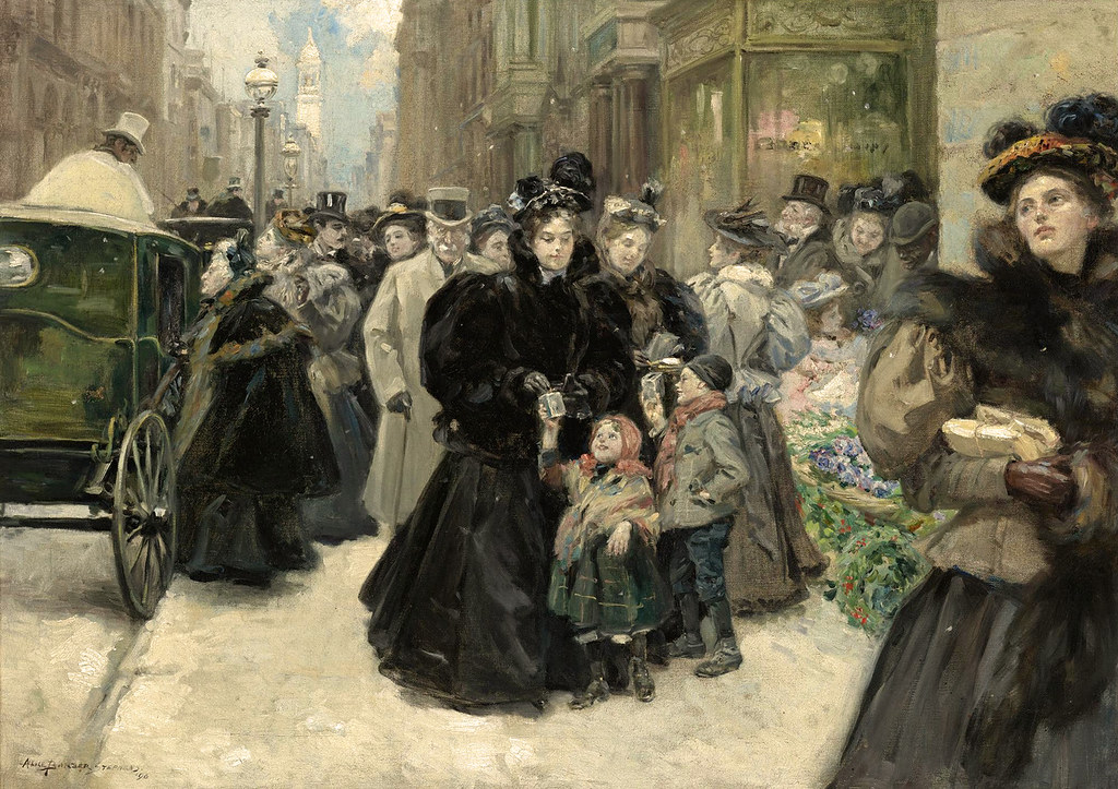 Christmas On Fifth Avenue by Alice Barber Stephens (American, 1858 - 1932)