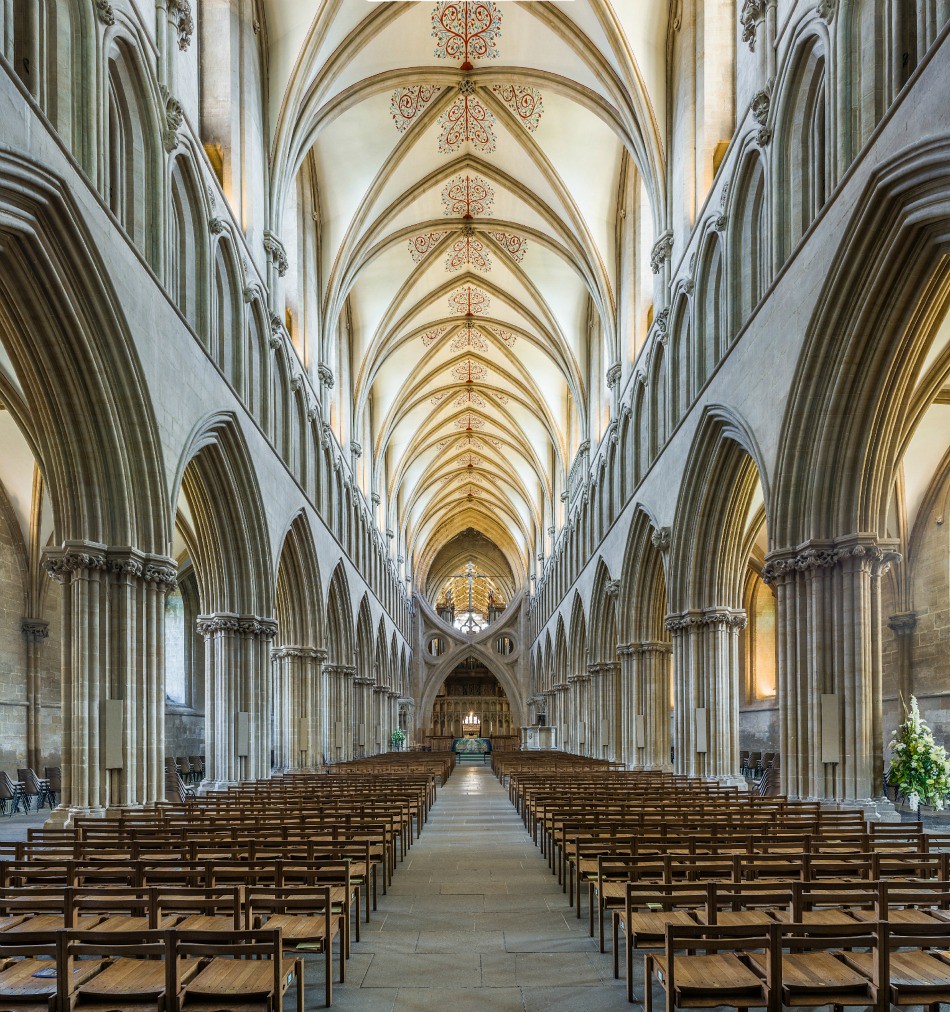 Wells Cathedral - The nave, viewed from the entrance. Credit: David Iliff