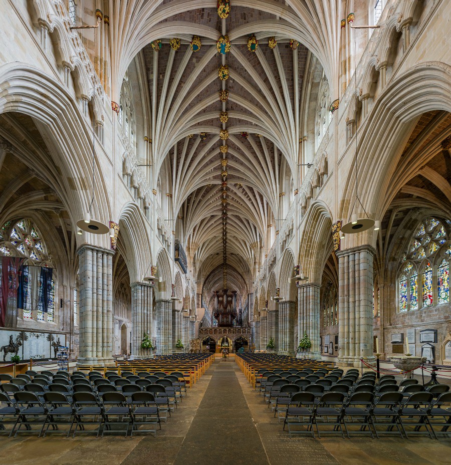 Exeter Cathedral - looking east toward the organ. Credit: David Iliff