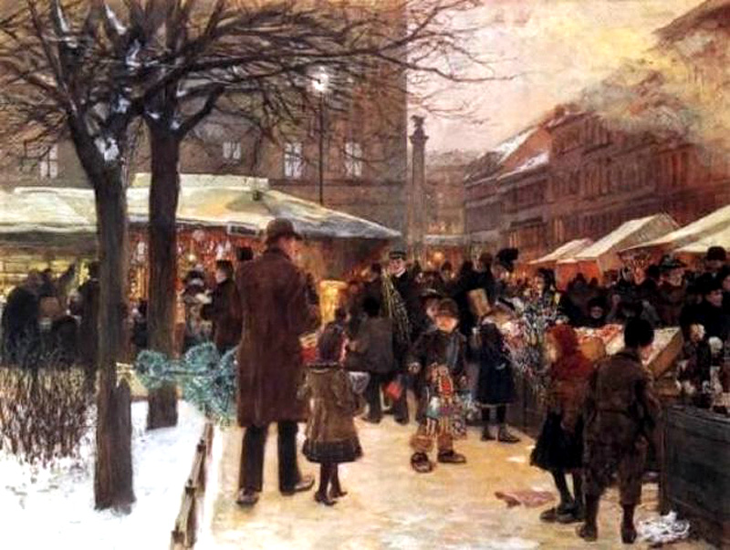 Christmas market in Berlin by Franz Skarbina, 1892