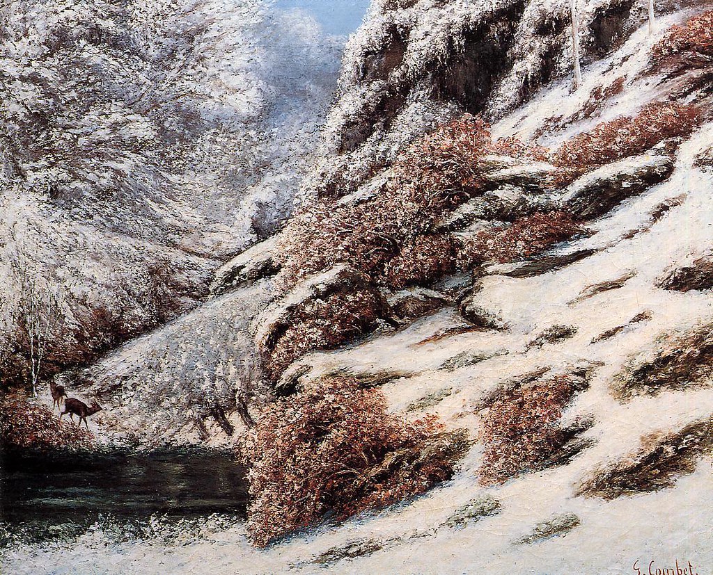 Deer in a Snowy Landscape by Gustave Courbet, 1867