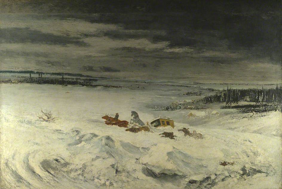 La Diligence in the Snow by Gustave Courbet, 1860