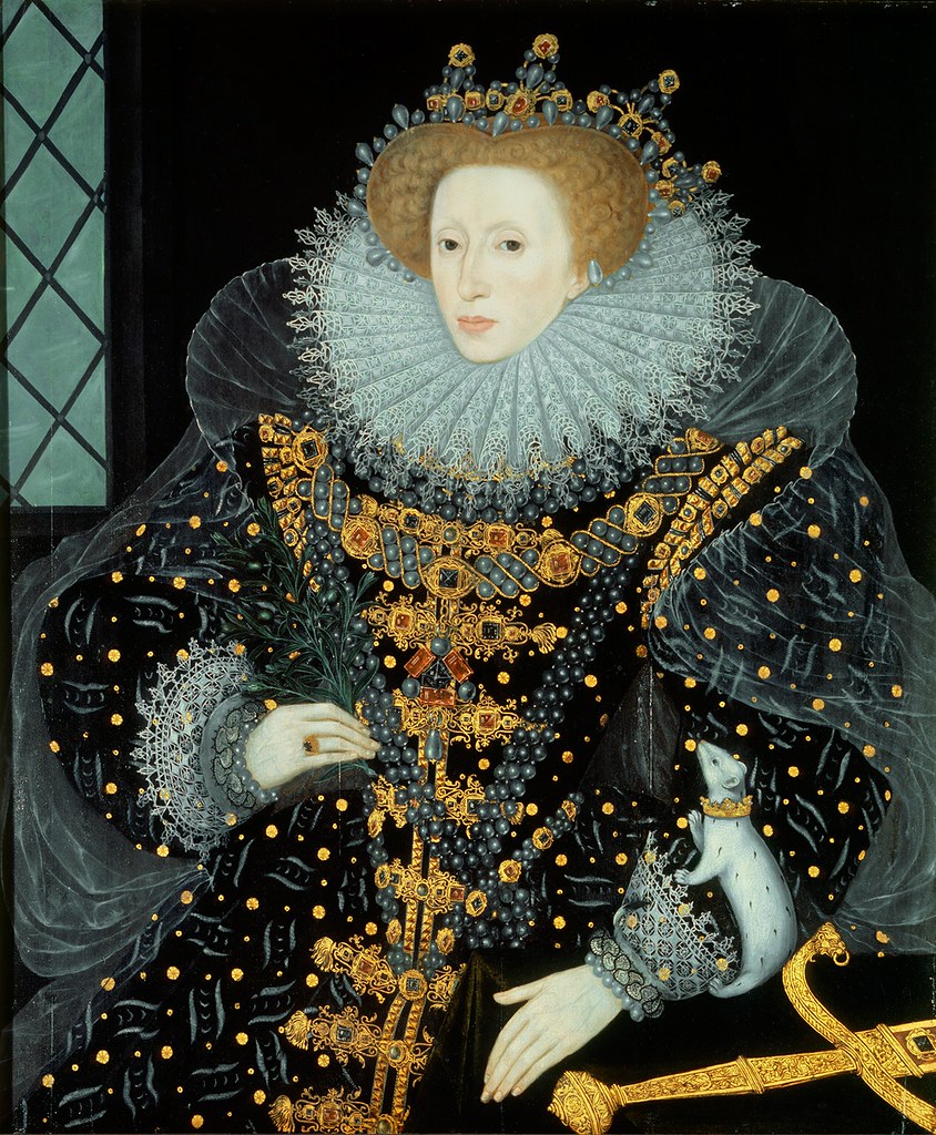 The Ermine Portrait of Elizabeth I of England by William Segar, 1585.