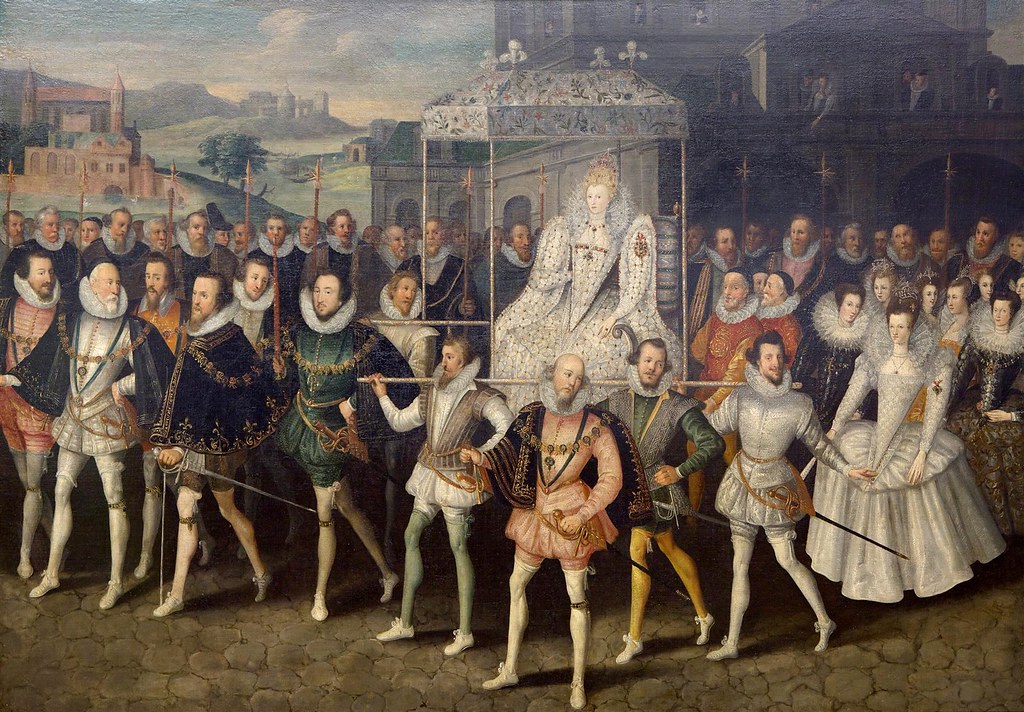 Procession Portrait of Elizabeth. Queen Elizabeth I of England preceded by the Knights of the Garter.