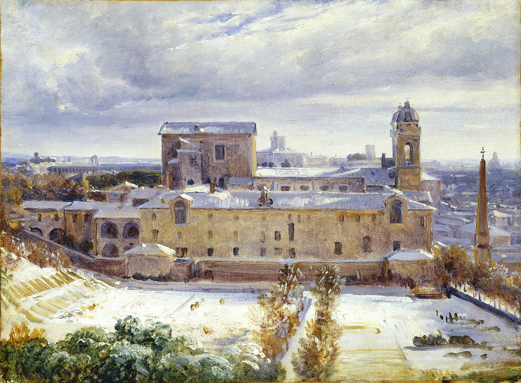  Santa Trinità dei Monti in the Snow by Andre Giroux - c.1830 (Rome, Italy)