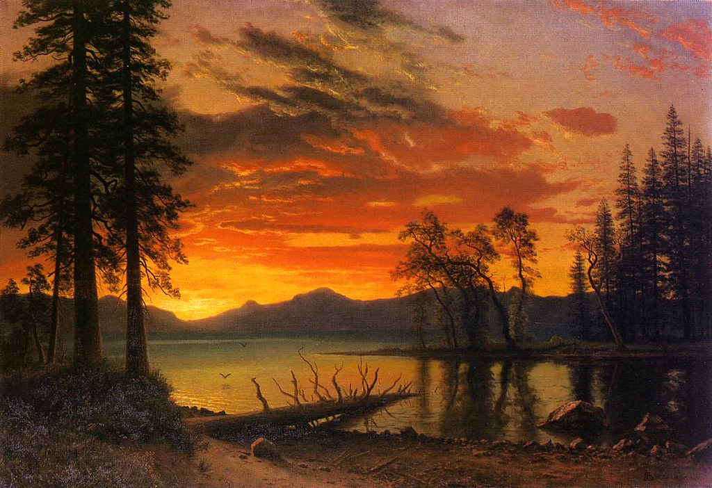 Sunset over the River by Albert Bierstadt , (1830 - 1902)
