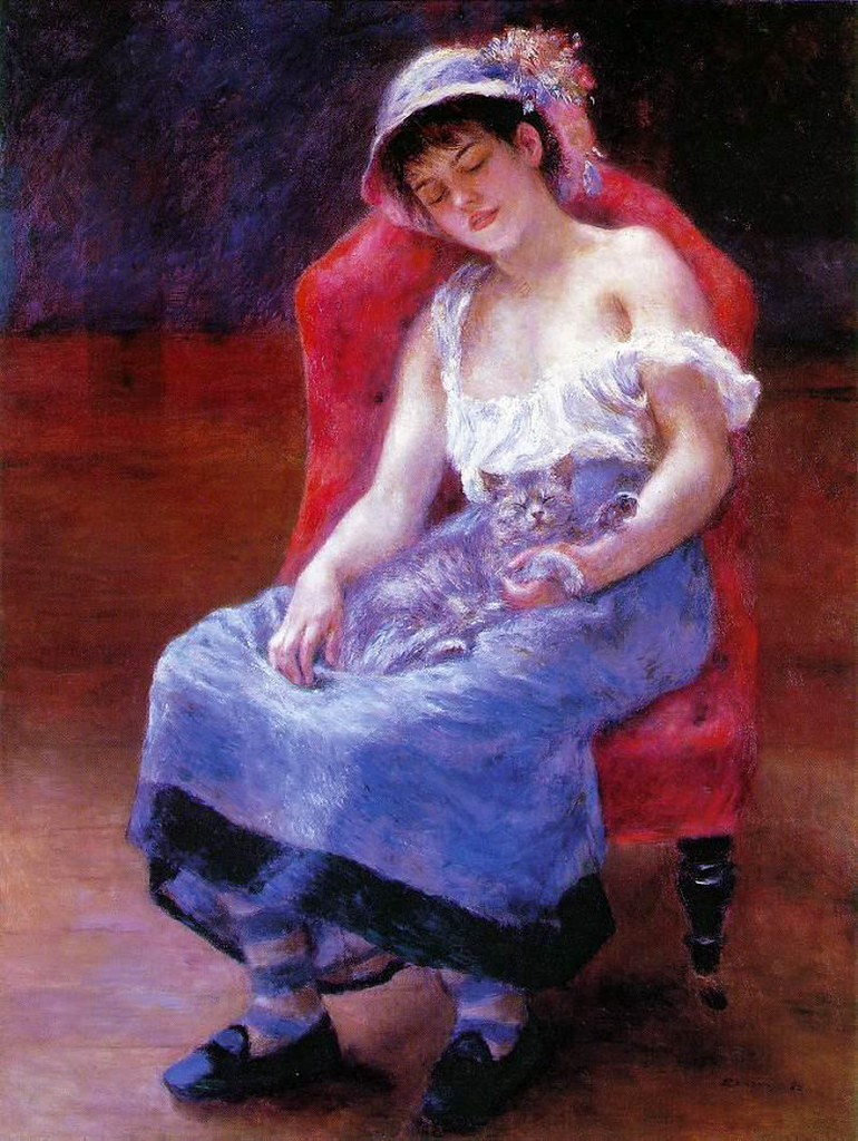 Sleeping Girl (also known as Girl with a Cat) by Pierre-Auguste Renoir, c.1880