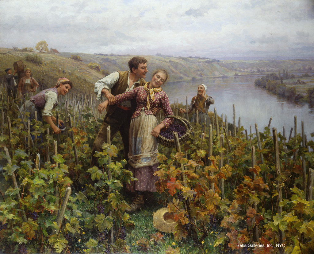 The Grape Harvest by Daniel Ridgway Knight. Image courtesy of Rehs Galleries, Inc., NYC