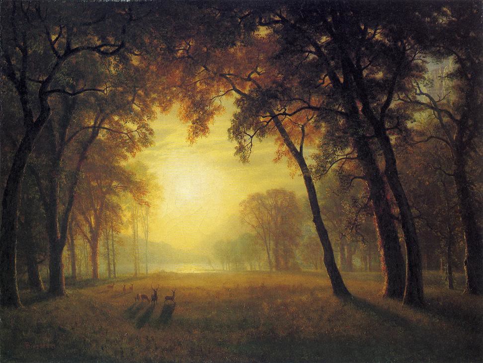 Deer in a Clearing by Albert Bierstadt (1830 - 1902)