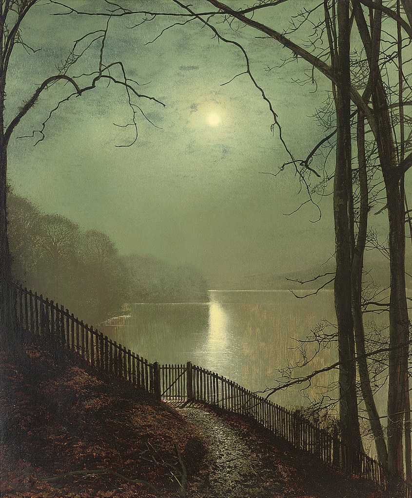 Moonlight on the lake Roundhay Park Leeds by John Atkinson Grimshaw (1836 - 1893)