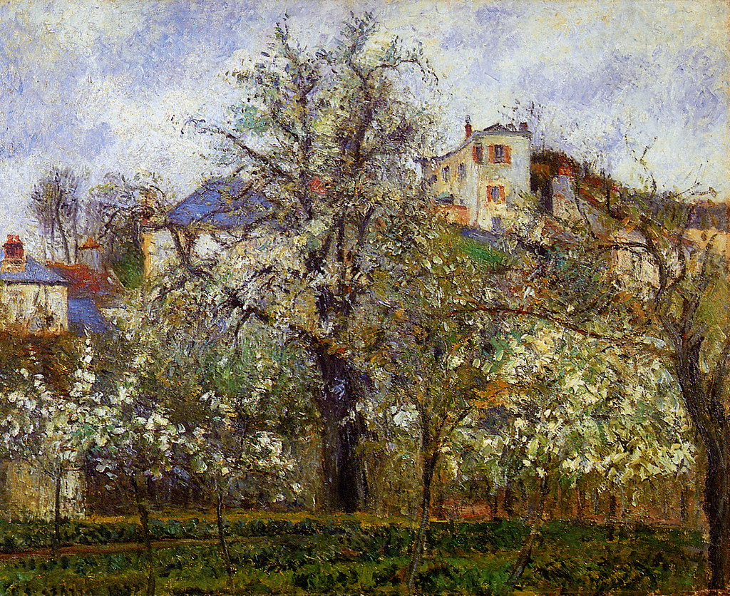 The Vegetable Garden with Trees in Blossom, Spring, Pontoise by Camille Pissarro, 1877