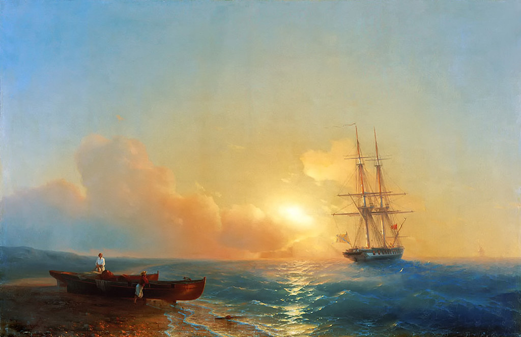 Fishermen on the coast of the sea by Ivan Aivazovsky, 1852
