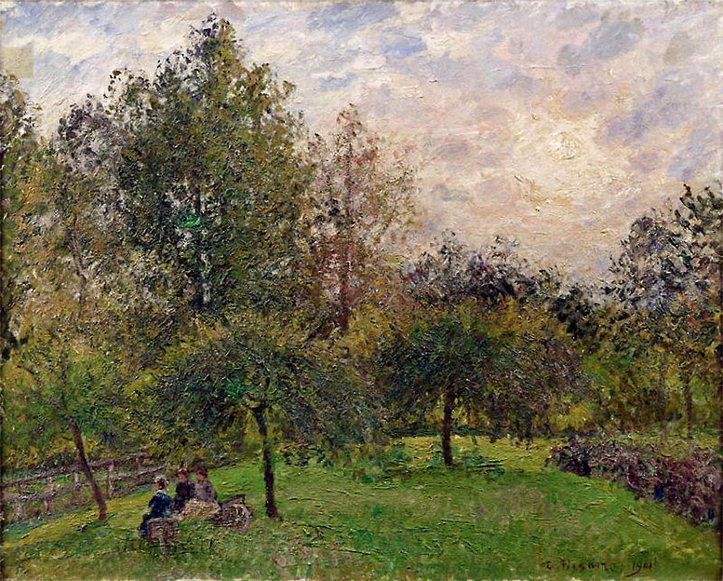Apple Trees and Poplars in the Setting Sun by Camille Pissarro, 1901
