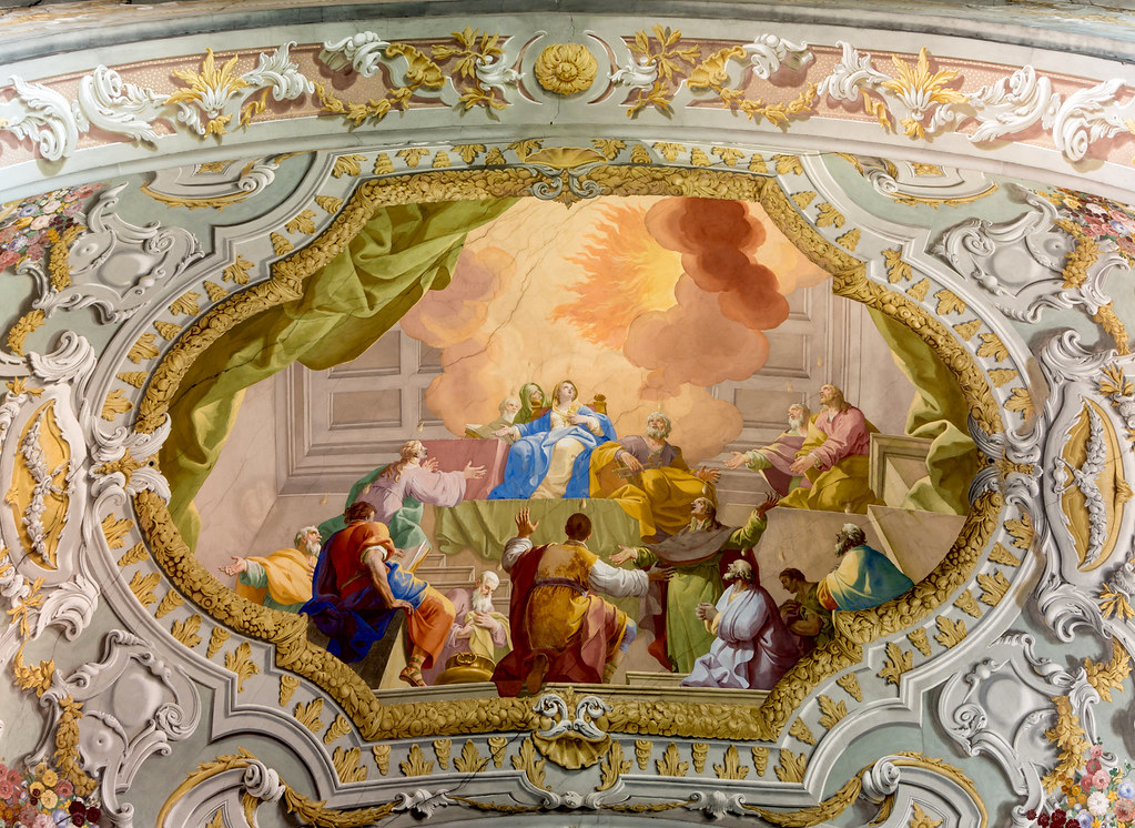 Ceiling fresco in the Herzogenburg Abbey Church (Lower Austria) by Daniel Gran The Miracle of Pentecost. Credit Uoaei1