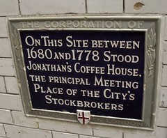 Blue plaque in Change Alley. Credit Basher Eyre