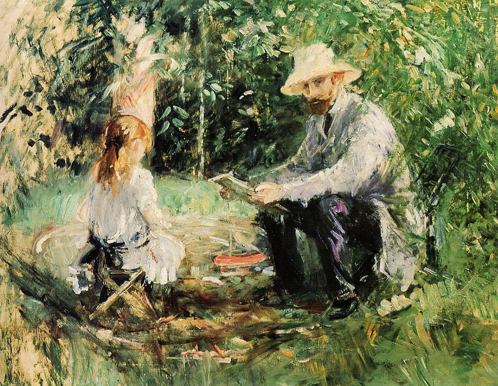 Eugene Manet and His Daughter in the Garden by Berthe Morisot, 1883