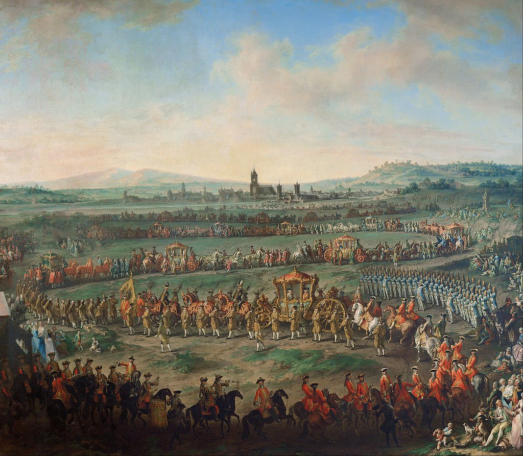 Entrance of the Emperor Franz I. Stephan and his son Joseph (II.) into Frankfurt on March 29, 1764 by Johann Dallinger von Dalling, 1767