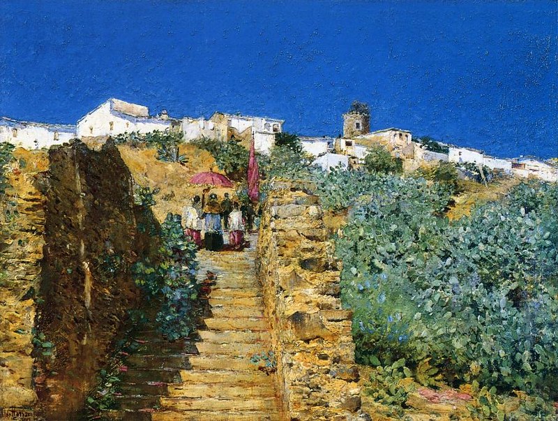 Church Procession, Spanish Steps by Frederick Childe Hassam - circa 1883