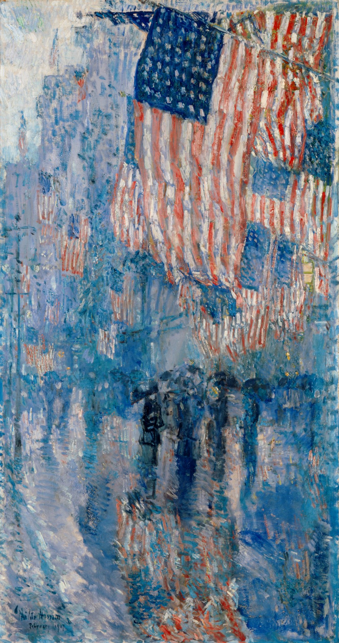 The Avenue in the Rain bu Childe Hassam, 1917