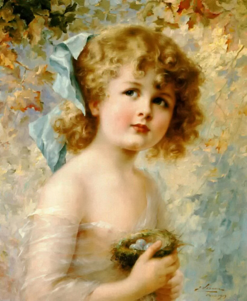 Girl Holding a Nest by Emile Vernon, Date unknown