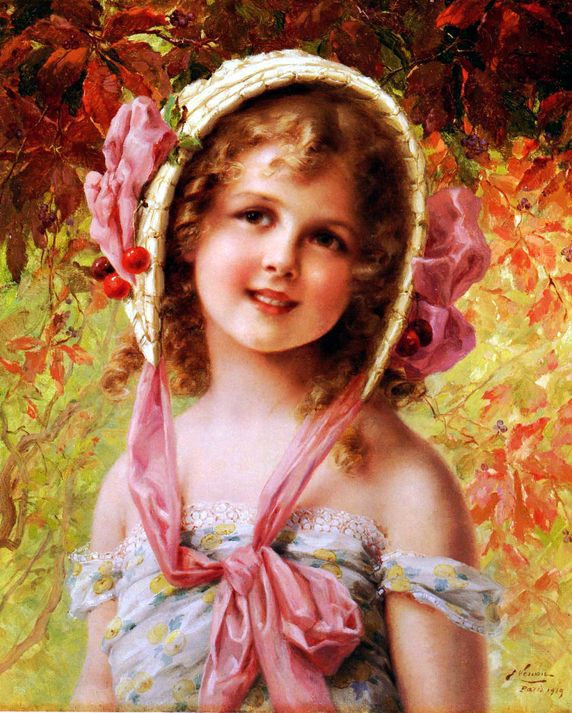 The Cherry Bonnet by Emile Vernon, Date unknown