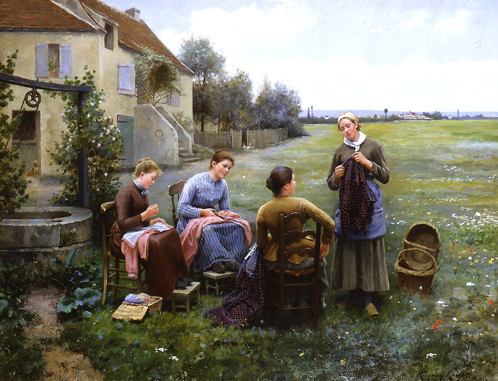 The Sewing Circle by Daniel Ridgway Knight