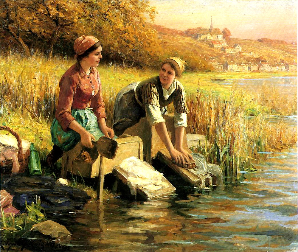 Women Washing Clothes by a Stream by Daniel Ridgway Knight, 1898