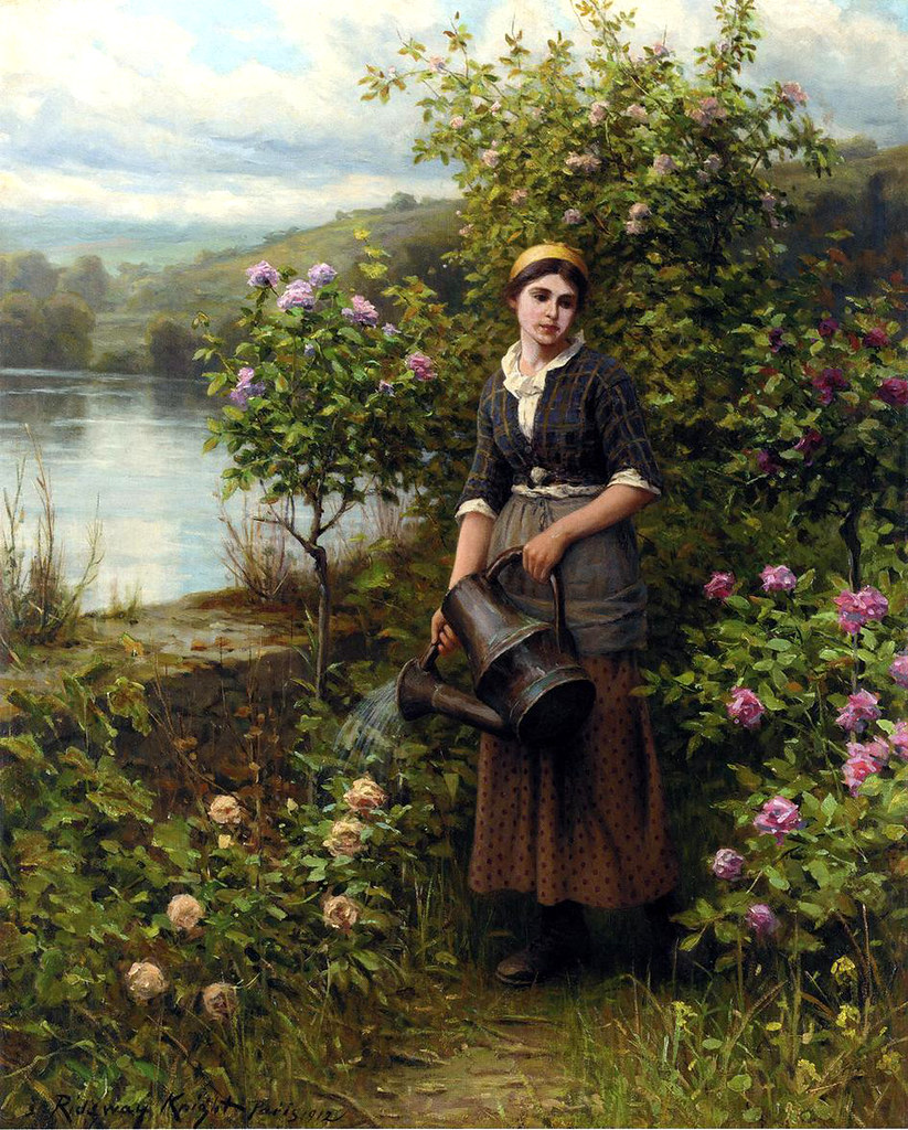 Watering the Garden by Daniel Ridgway Knight, 1912