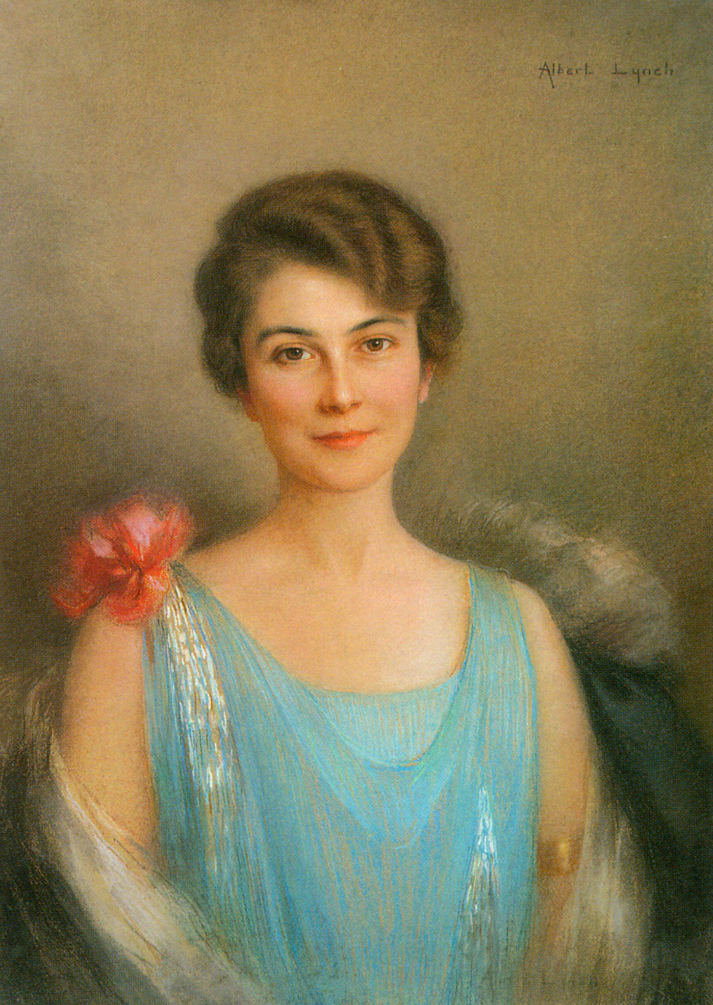 Portrait Of A Lady In Blue by Albert Lynch
