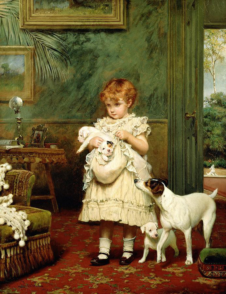Girl with Dogs by Charles Burton Barber, 1893