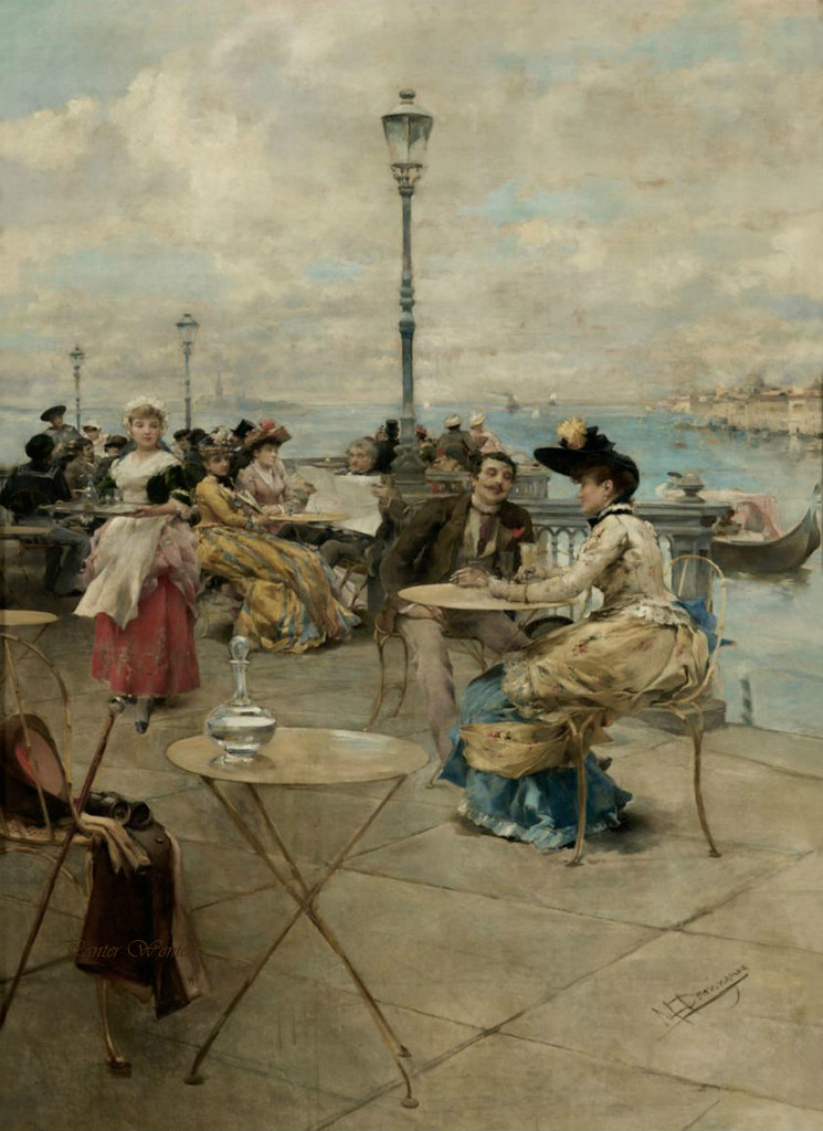 Cafe in Venice by Manuel Domínguez Sánchez