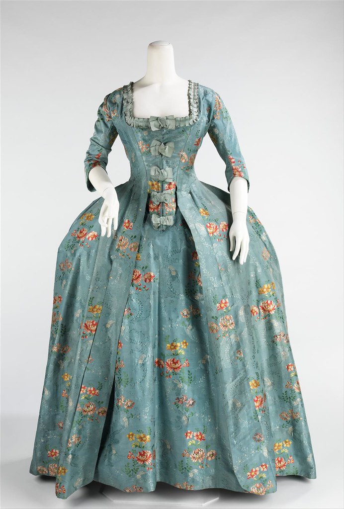 1765. Robe à la Française. French. Silk, cotton. metmuseum