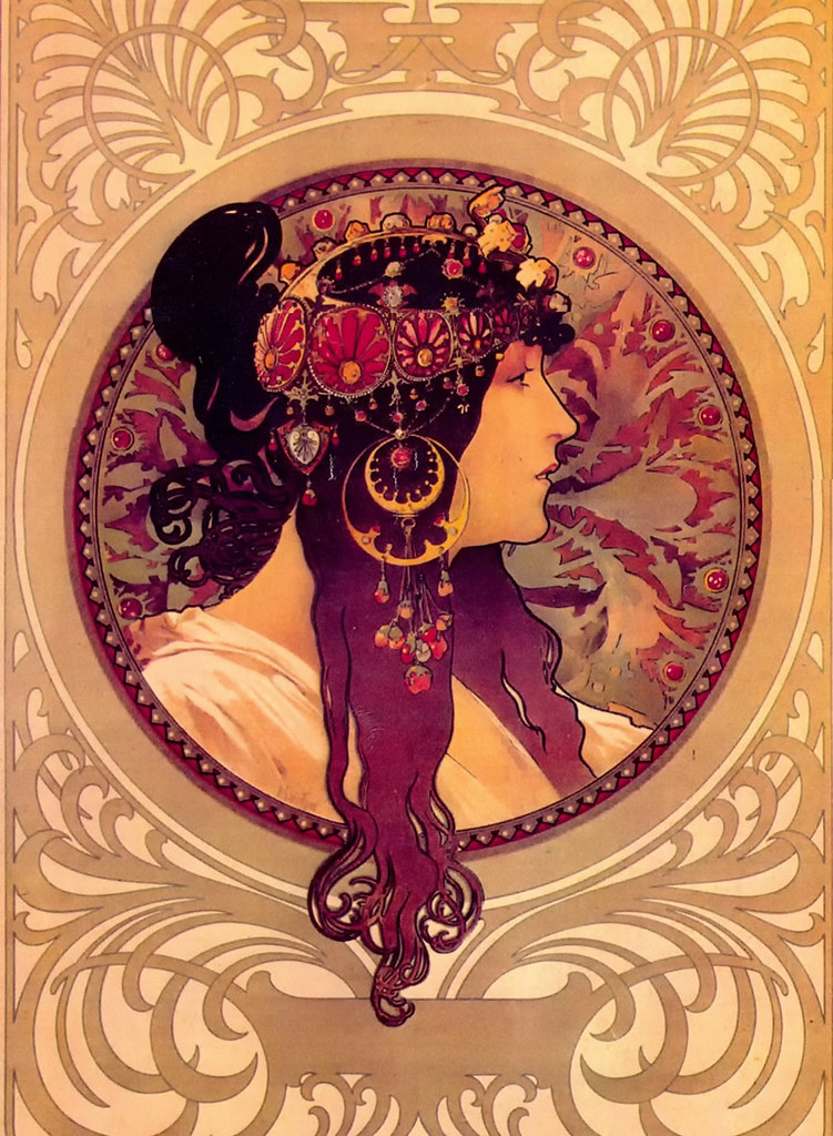 Byzantine Heads - Brunette by Alphonse Mucha