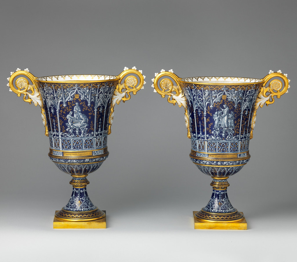 1832 Gothic vases. Hard-paste porcelain. metmuseum