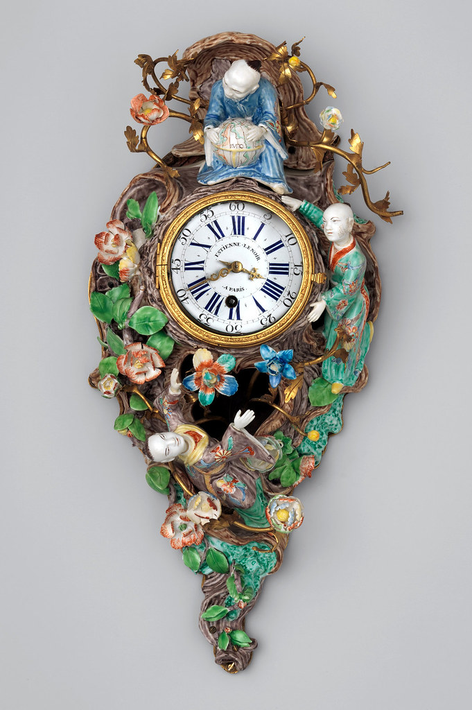 1735 Wall clock. French. Étienne LeNoir. Soft-paste porcelain and partly gilded brass. metmuseum