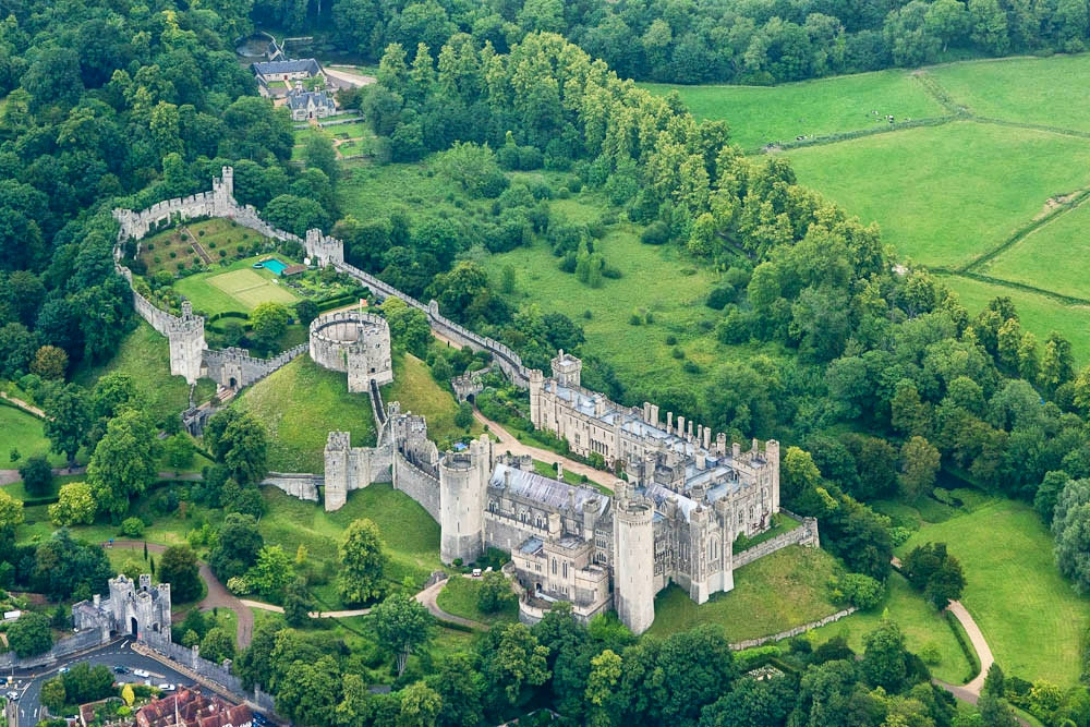 Arundel Castle aerial view. Credit Miles Sabin