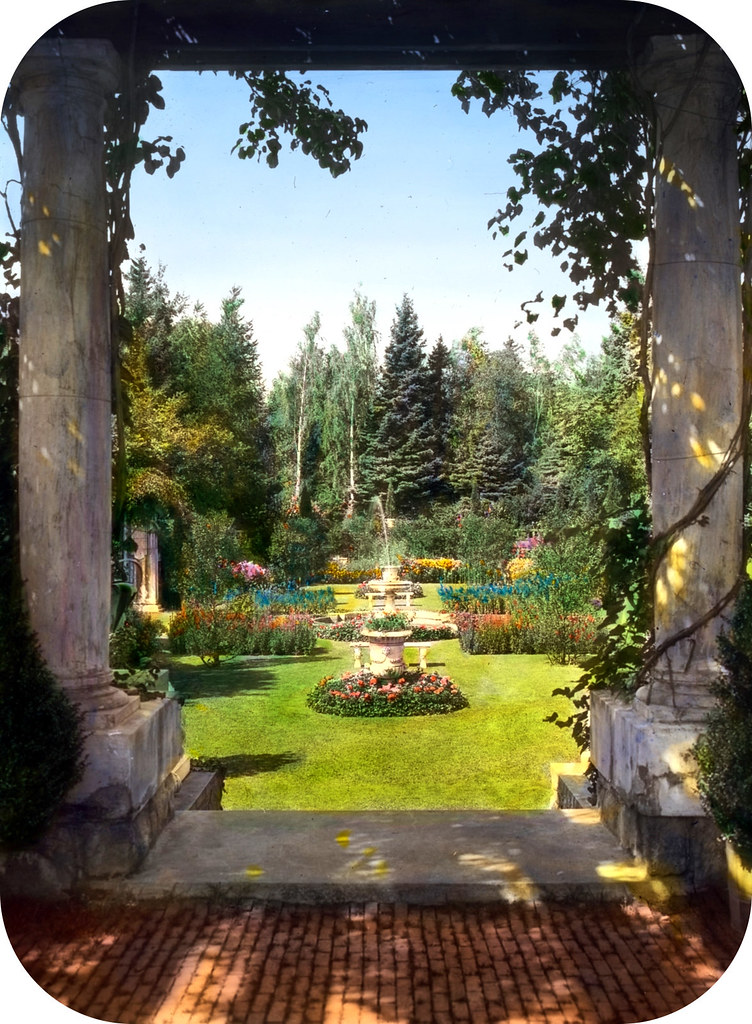 Kenarden Lodge, John Stewart Kennedy house, Shore Path, Bar Harbor, Maine. Italian Garden, view from pergola