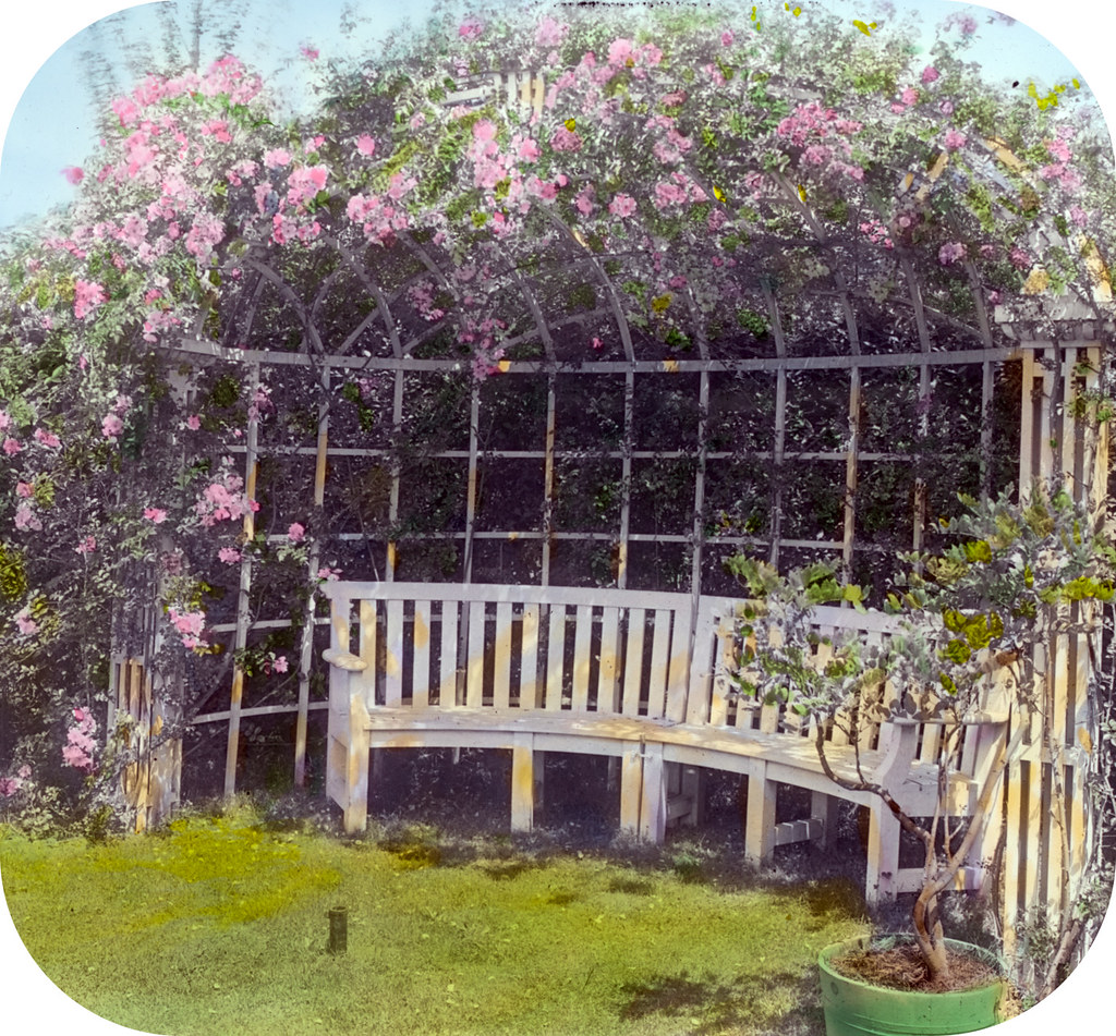 'The Fens,' Lorenzo Easton Woodhouse house, Huntting Lane, East Hampton, New York. Bench