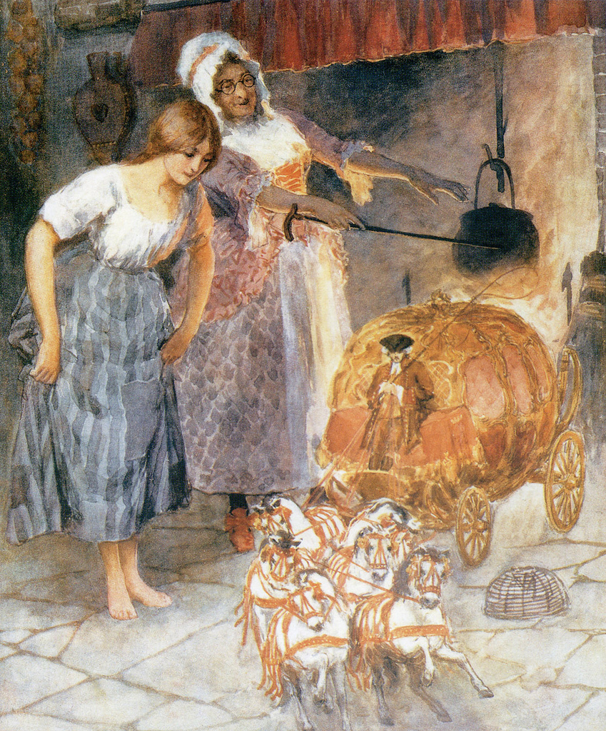 Cinderella and the Fairy Godmother by William Henry Margetson (1861 - 1940)