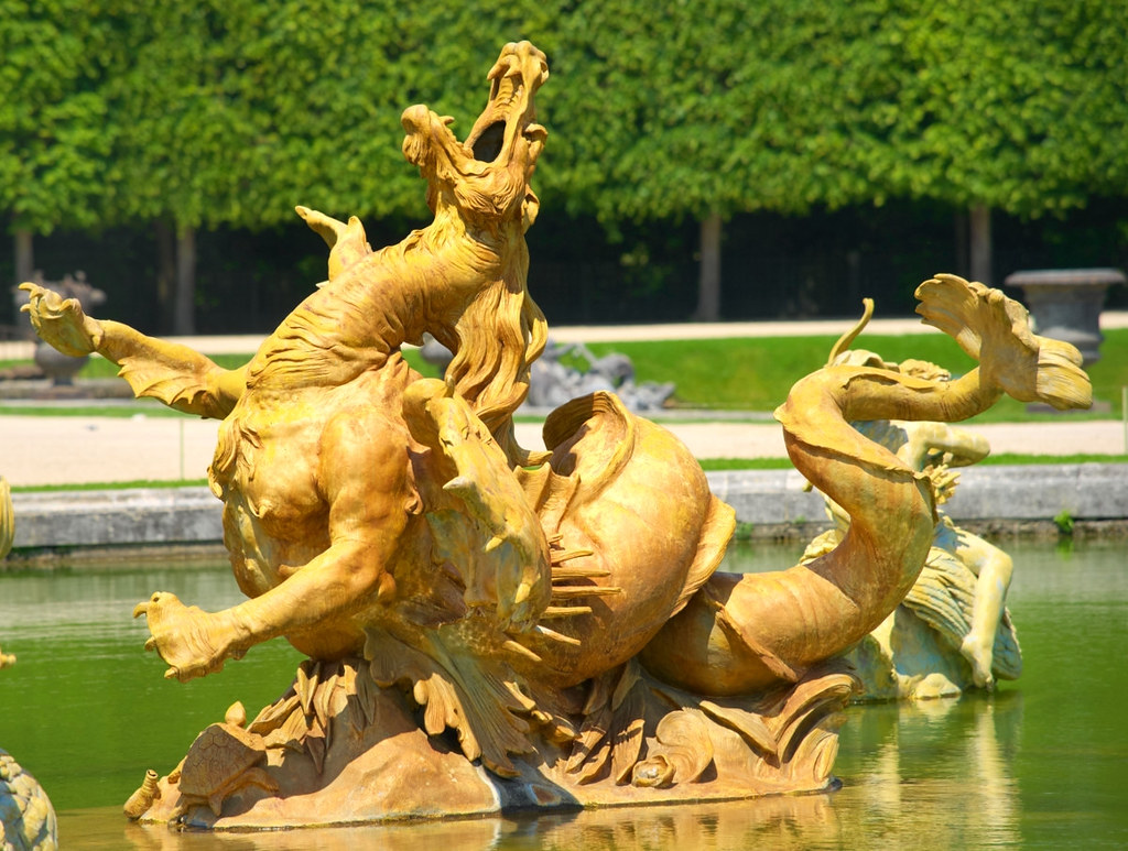 Sea monster sculpture in the Gardens of Versailles. Credit Gaudry daniel