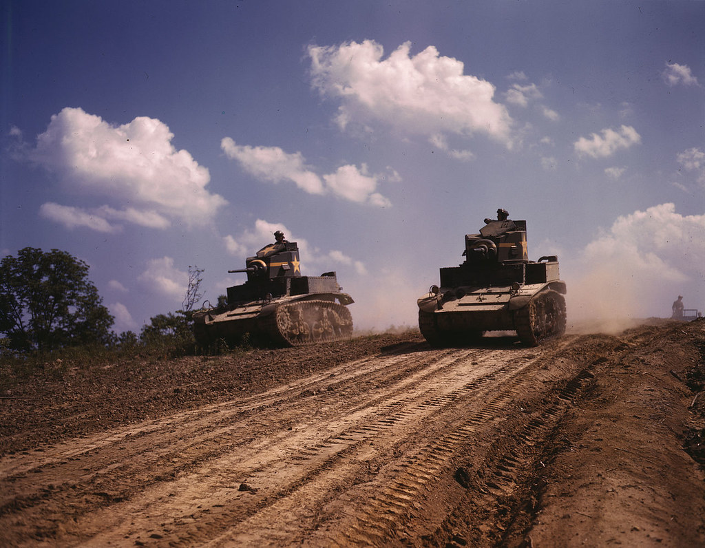 M3 Stuart light tanks at Fort Knox, Kentucky, 1942