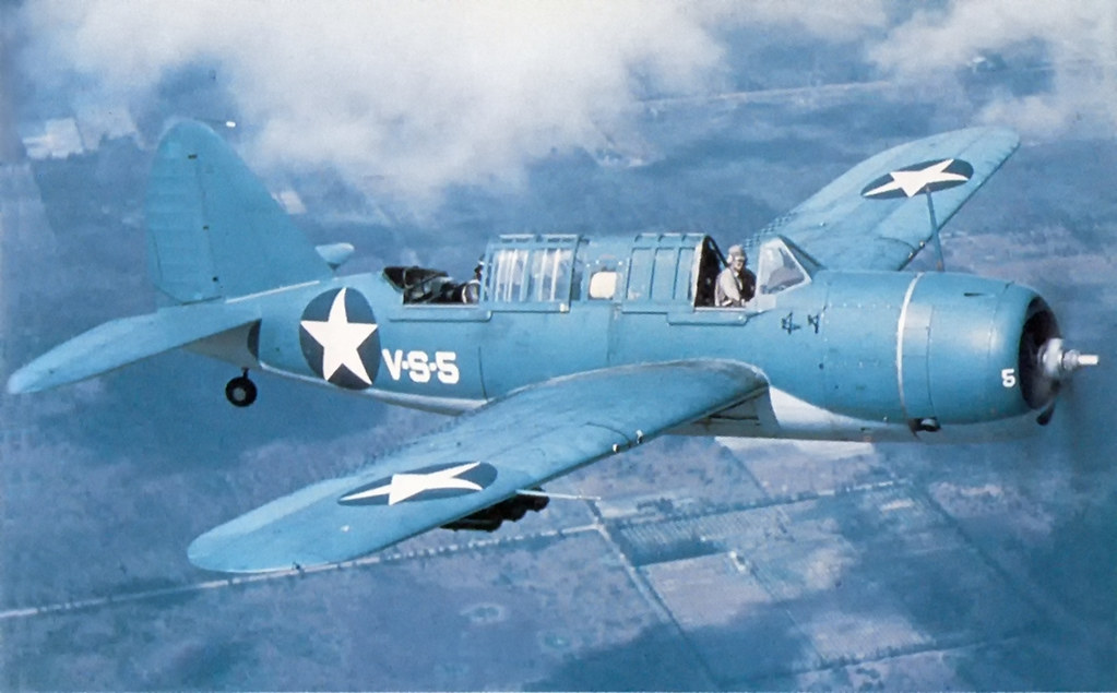 A U.S. Navy Brewster SB2A-4 Buccaneer in flight near Vero Beach, Florida (USA), in 1942