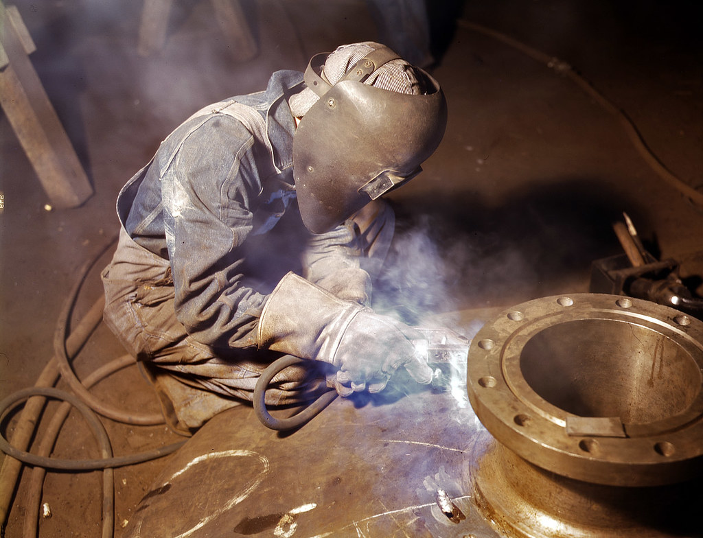 Combustion Engineering Co., Chattanooga. Welder making boilers for a ship