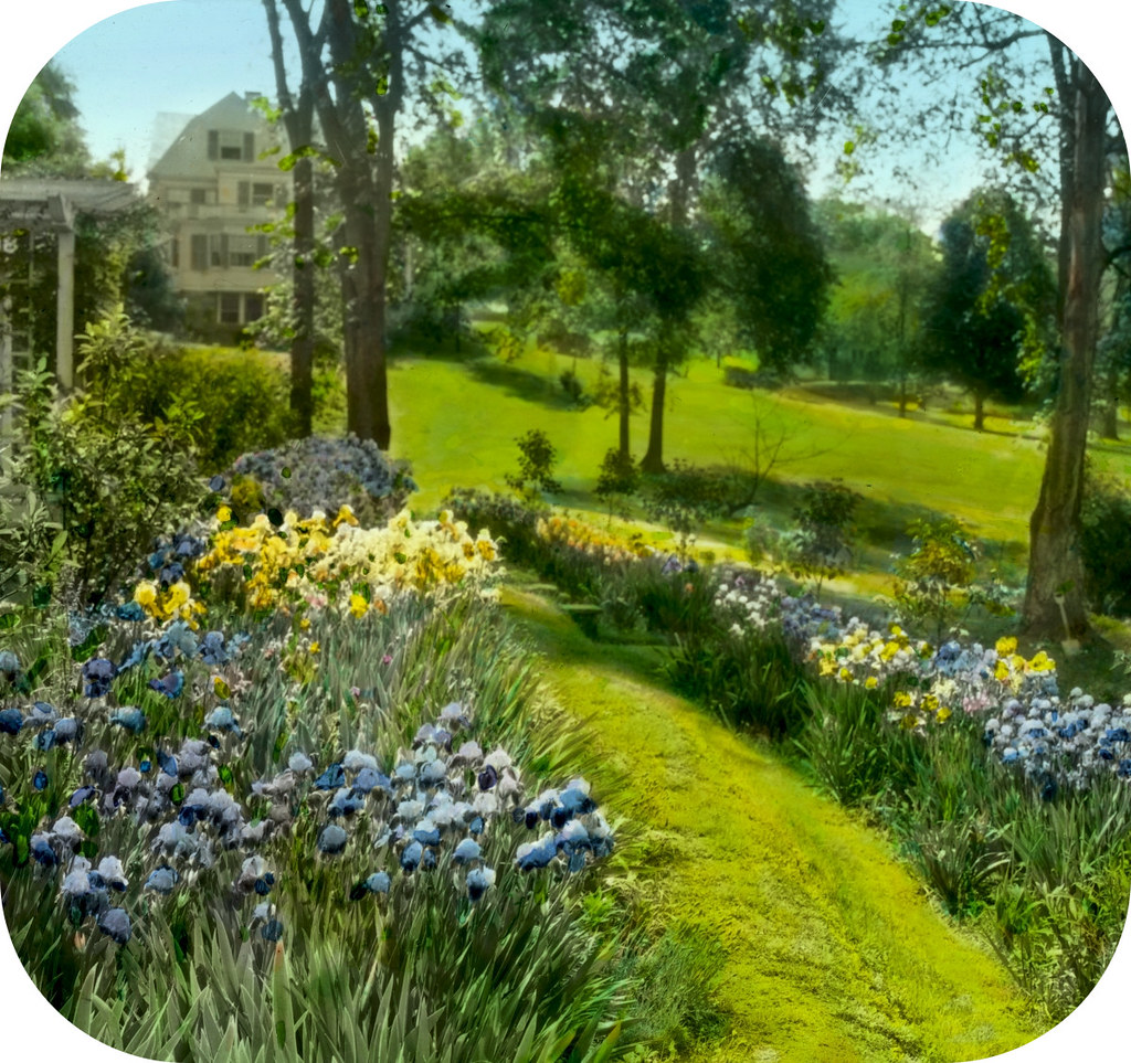 'Beechgate,' Robert Carmer Hill house, Woodland Avenue, Englewood, New Jersey. View from flower garden to house